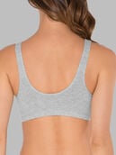Women's Beyond Soft Front Closure Cotton Bra, Assorted 2 Pack Grey Heather/White