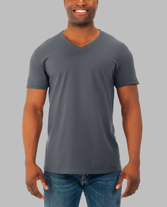 Men's Soft Short Sleeve V-Neck T-Shirt, 2 Pack Charcoal