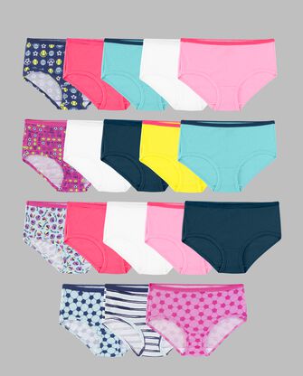 Girls' Assorted Cotton Brief Panty, 14+4 Bonus Pack 