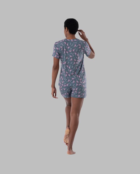 Women's Soft & Breathable V-Neck T-shirt and Shorts, 2-Piece Pajama Set FLORAL PRINT