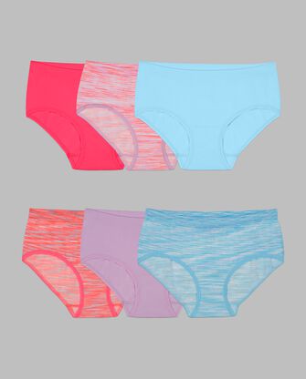 Girls' Assorted Seamless Classic Brief, 6 Pack 