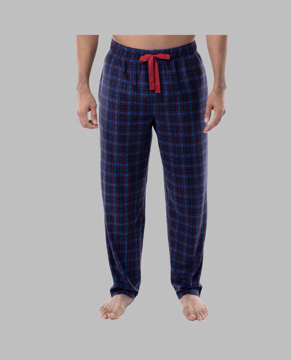 Fruit of the Loom Men's Holiday and Plaid Microfleece Sleep Pant, 2 Pack SANTA DOG/BLUE PLAID