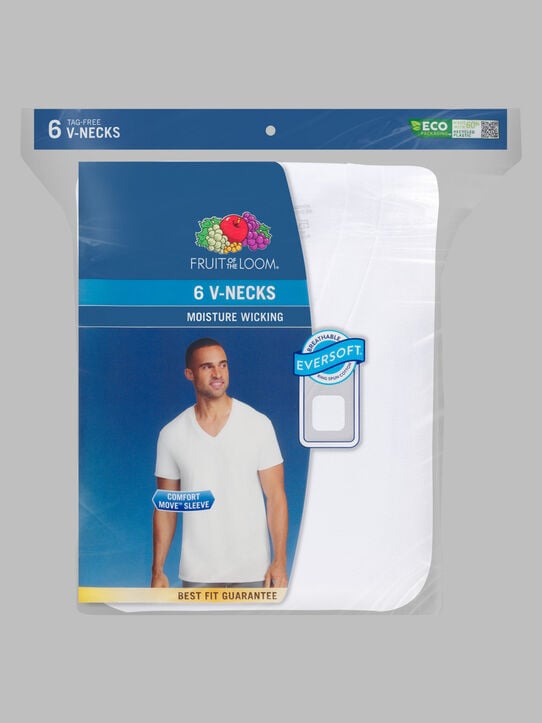 Men's Classic Fit V-Neck T-Shirt, Extended Sizes White 6 Pack White
