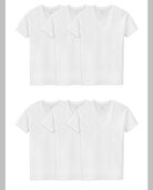Men's Short Sleeve White V-Neck T-Shirts, 6 Pack, Extended Size White