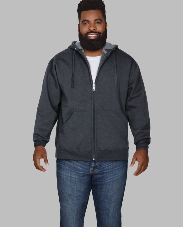 Big Men's Eversoft® Fleece Full Zip Hoodie Sweatshirt Black Heather