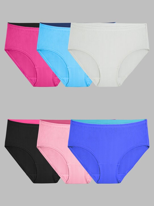 Women's Breathable Micro-Mesh Low-Rise Brief Panty, Assorted 6 Pack ASSORTED
