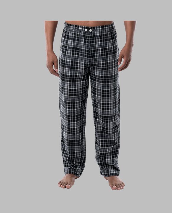 Fruit of the Loom Men's Flannel Pajama, 2 Piece Set GREY PLAID