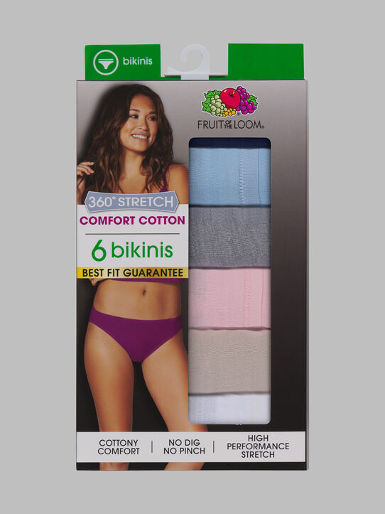 Fruit Of The Loom Women's 12pk Cotton Stretch Bikini Underwear - Black :  Target