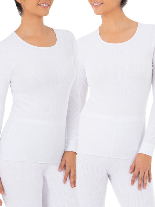 Women's Crew Neck Thermal Top, 2 Pack WHITE/WHITE