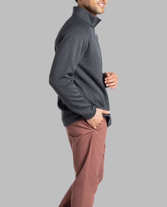 Men's Sweater Fleece Quarter Zip Pullover Charcoal Heather