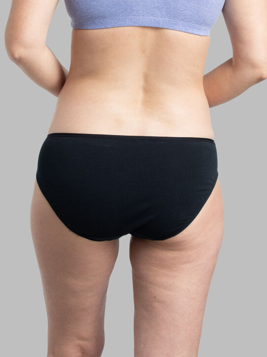Women's Cotton Stretch Bikini Panty, Black 12 pack