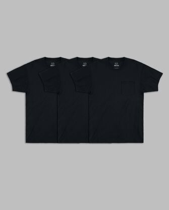 Men's Workgear™ Pocket T-Shirt, Extended Sizes Black 3 Pack 
