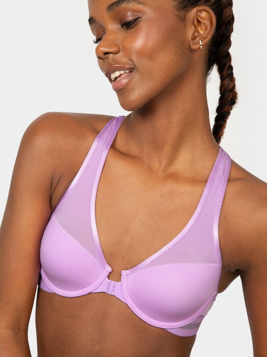 'Game Changer' Front and Back Close Racerback Bra, 2 Pack Stellar Orchid/ Black Hue