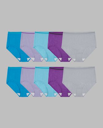 Women's Heather Brief Panty, Assorted 10 pack 