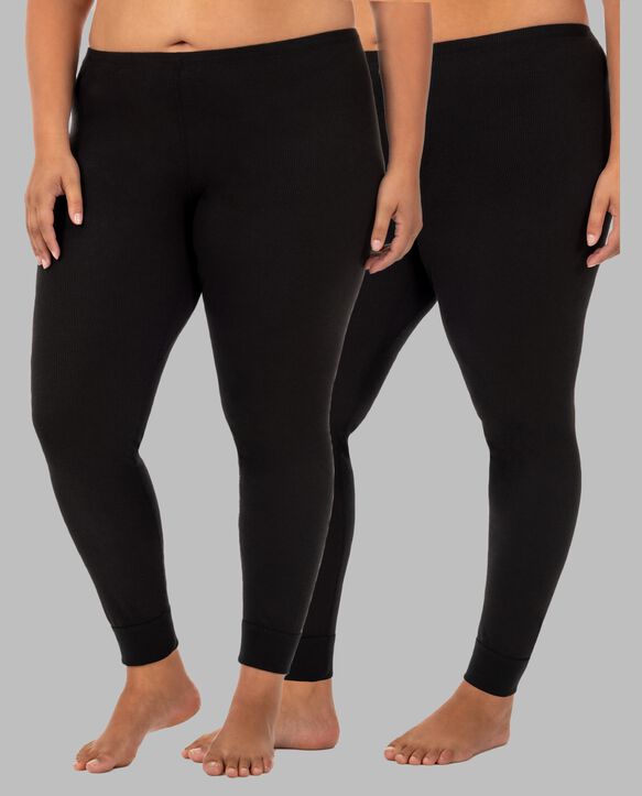 Women's Plus Size Thermal Bottom, 2 Pack BLACK/BLACK