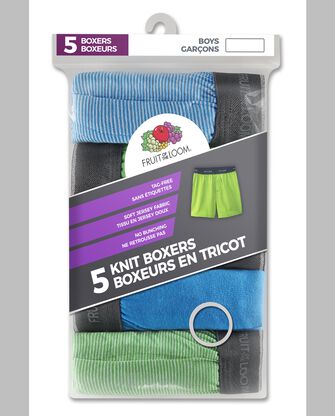 Boys' Knit Boxers, Assorted Stripe and Solid 5 Pack ASSORTED