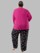 Women's Plus Fit for Me®Fleece Top and Bottom, HOT PINK/CHRIMAS LIGHTS