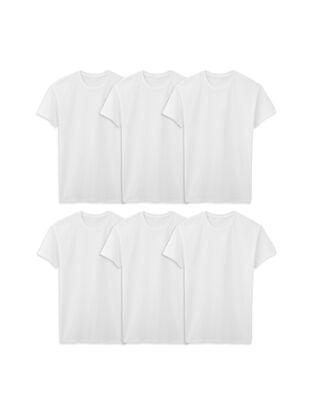 Tall Men's Short Sleeve Crew T-Shirt, White 6 Pack 