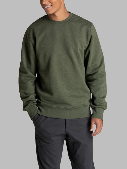 Men's Crafted Comfort Favorite Fleece Crew Military Green Heather