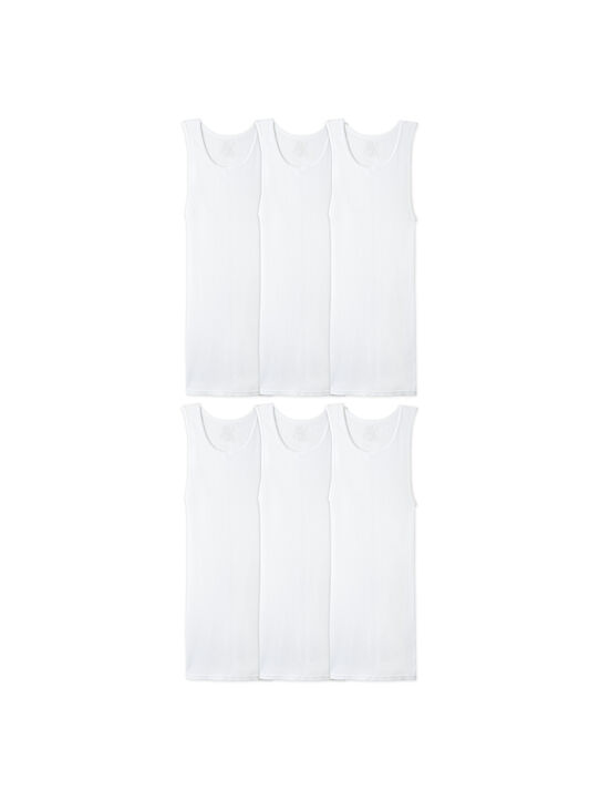 Men's A-Shirt, Extended Sizes White 6 Pack