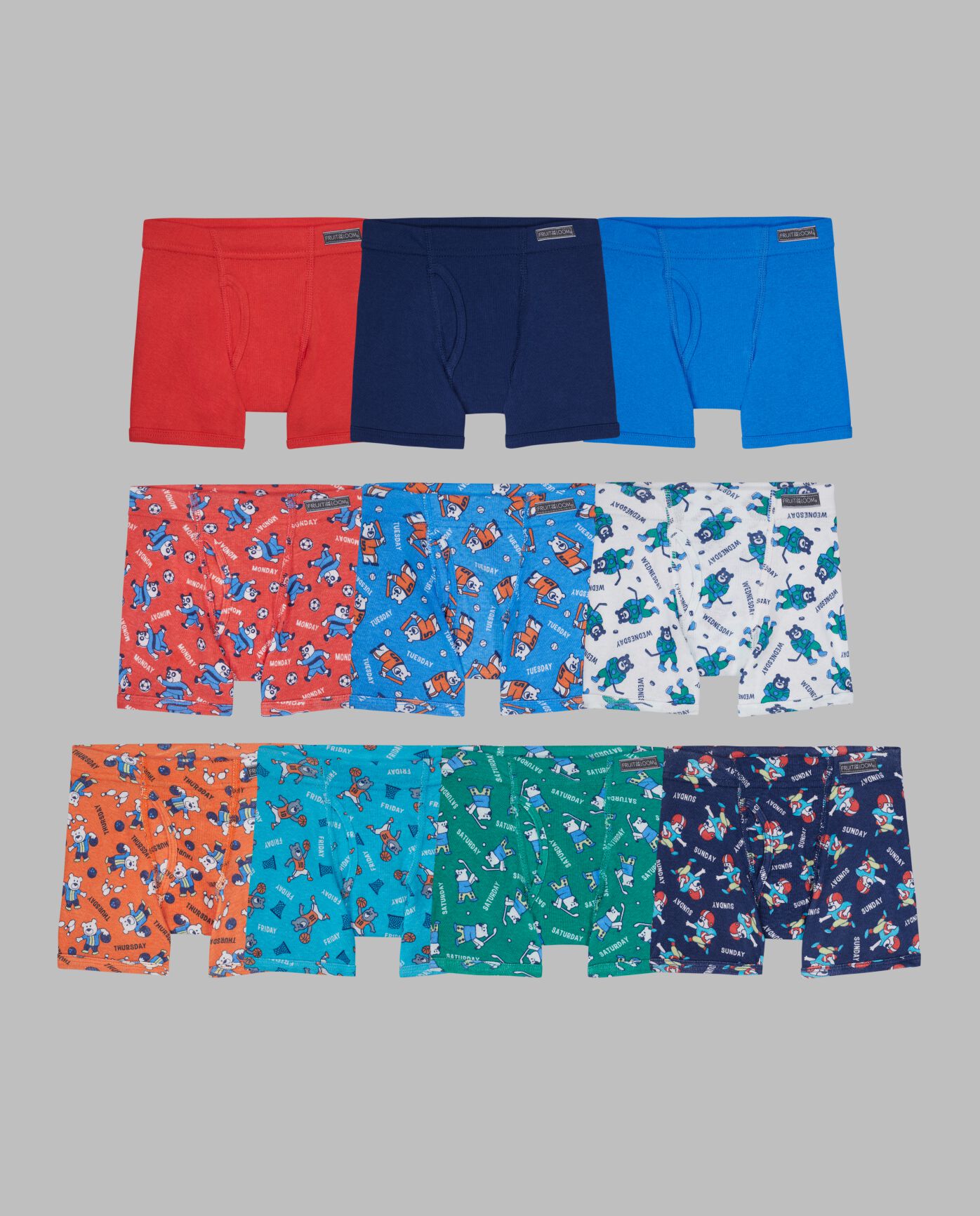 Toddler Boys' Eversoft® Boxer Briefs, Assorted Print and Solid 10 Pack ASSORTED