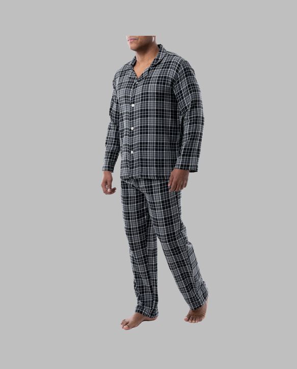 Fruit of the Loom Men's Flannel Pajama, 2 Piece Set GREY PLAID