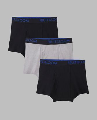 Men's Premium Breathable Cotton Mesh Short Leg Boxer Briefs, Black and Gray 3 Pack 