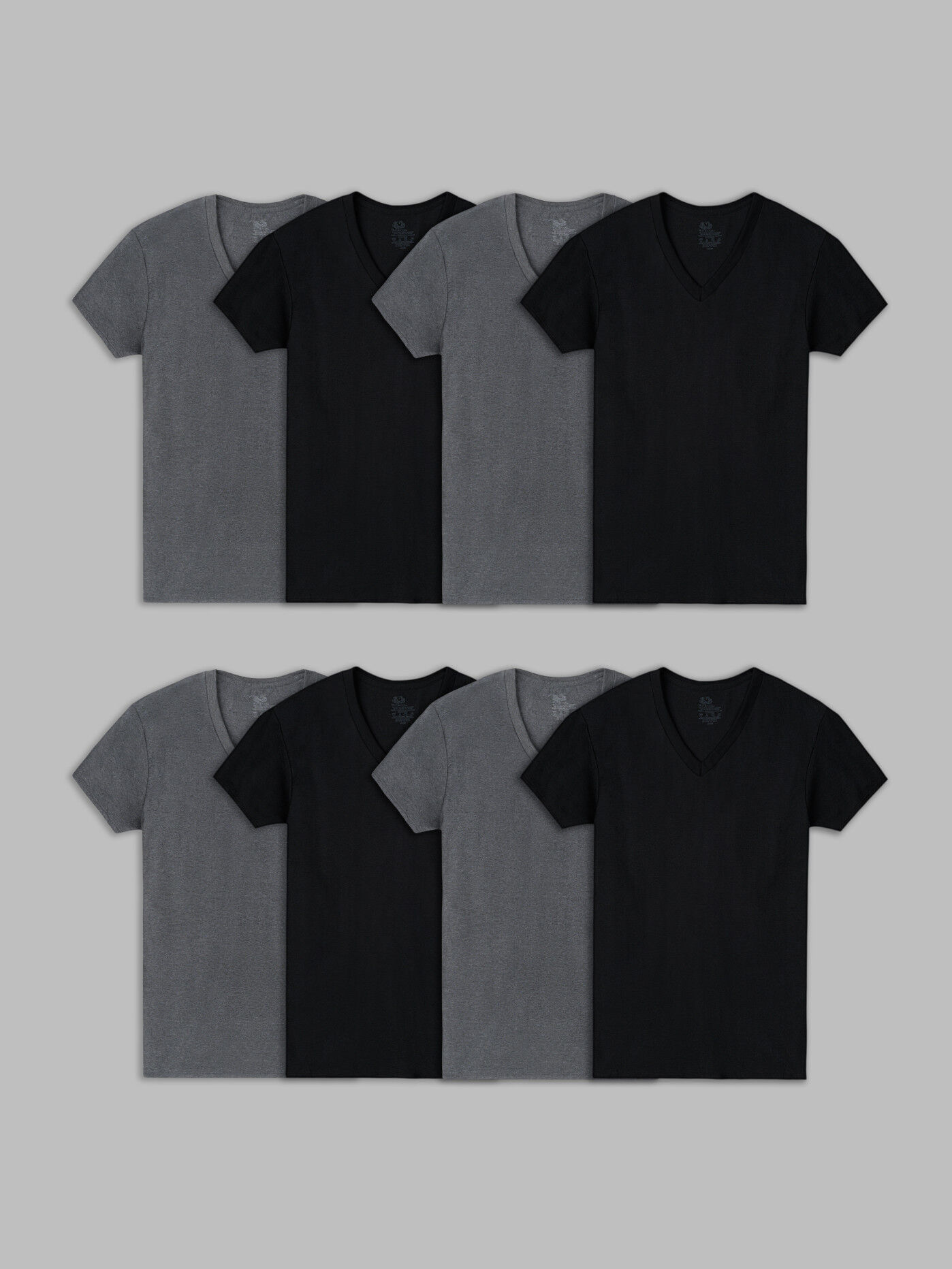 Men s Short Sleeve Active Cotton V neck T Shirt Black and Gray 8