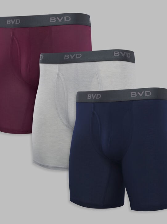 BVD® Men's Ultra Soft Boxer Briefs, Assorted 3 Pack Assorted