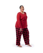 Women's Plus Red Sleep Top and Flannel Bottom Set 