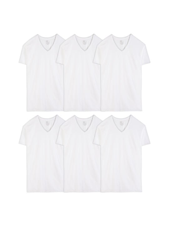 Men's Classic Fit V-Neck T-Shirt, Extended Sizes White 6 Pack White