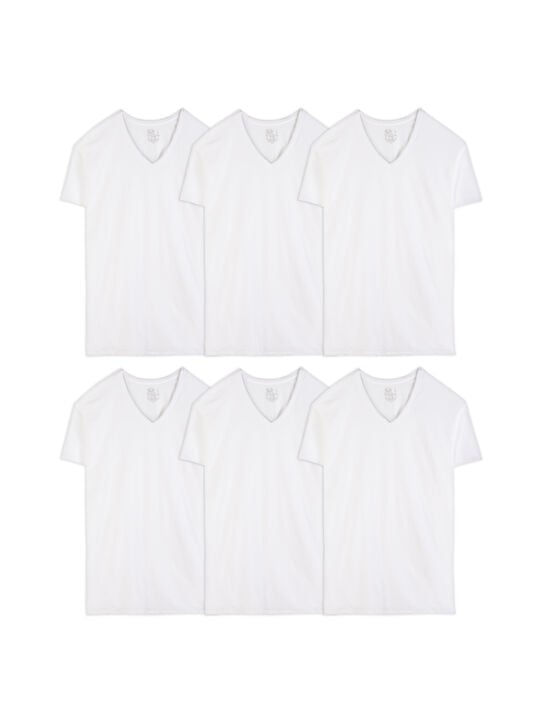 Men's Short Sleeve V-neck T-Shirts, White 6 Pack White