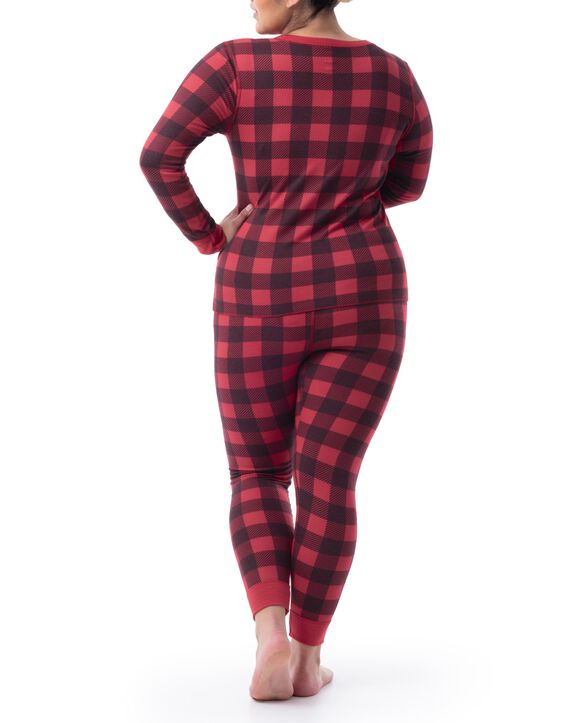 Women's Plus Waffle Crew Top and Pant, 2-Piece Pajama Set
