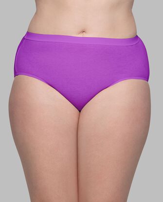 Women's Plus Fit for Me® Comfort Covered Cotton Brief Panty, Assorted 6 Pack 