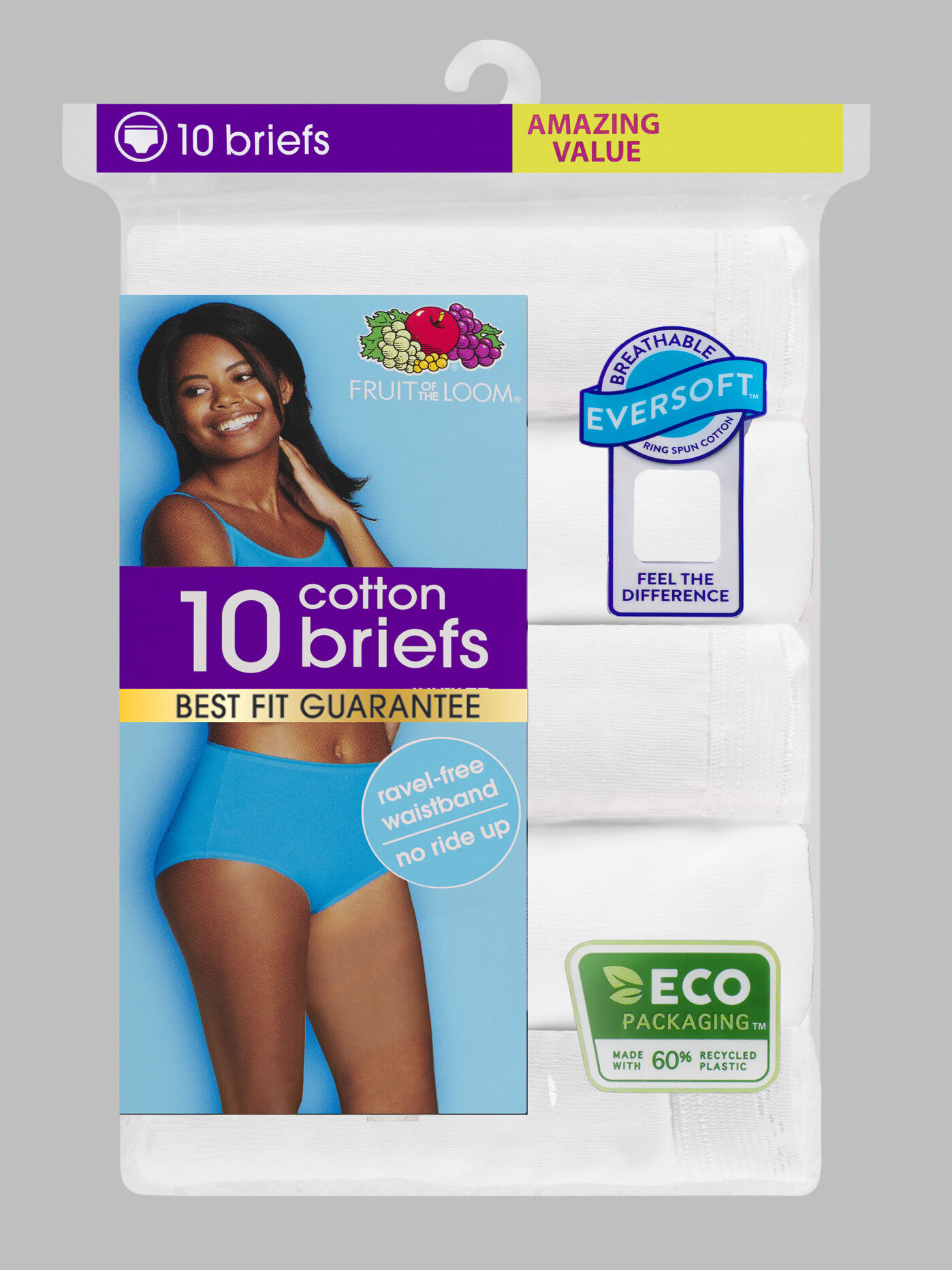 Women s White Cotton Brief 10 pack Fruit of the Loom