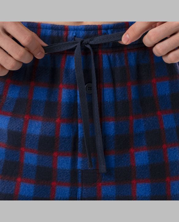 Fruit of the Loom Men's Fleece Sleep Pant, 2 Pack RED/BLUE