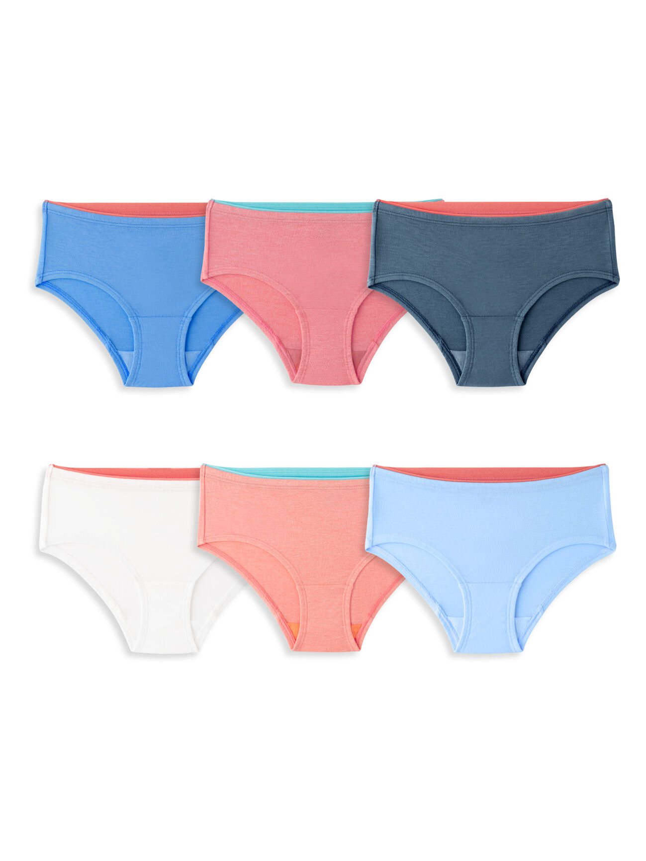 Girls' True Comfort 360 Stretch Hipster Underwear, Assorted 6 Pack Assorted