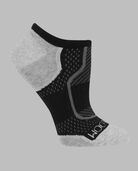 Women's Coolzone® Cotton Lightweight No Show Socks, 6 Pack BLACK/ GREY HEEL AND TOE, WHITE/ GREY HEEL AND TOE