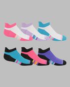 Girls' Active Cushioned Low Cut Socks, 6 Pack BLACK/PURPLE, BLACK/PINK, BLACK/BLUE, BLACK, PURPLE