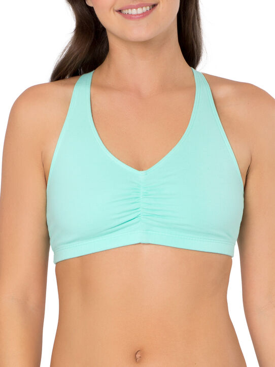 Women's Shirred Front Racerback Sports Bra 3-Pack MINT CHIP/ WHITE/ HEATHER GREY