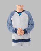 Boys' Fleece Raglan Crew Sweatshirt 
Athletic heather / Smoke blue stripe / T.blue heather / Teal