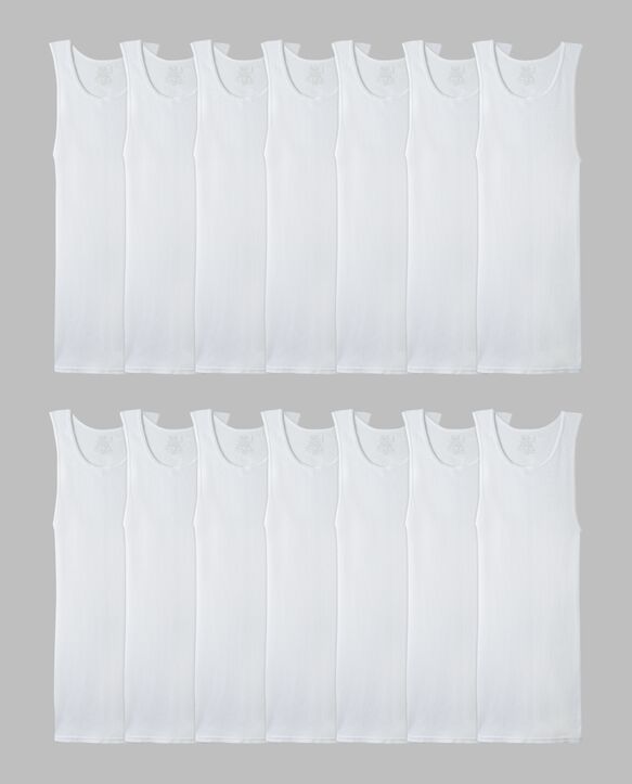 Men's A-Shirt, White 14 Pack White