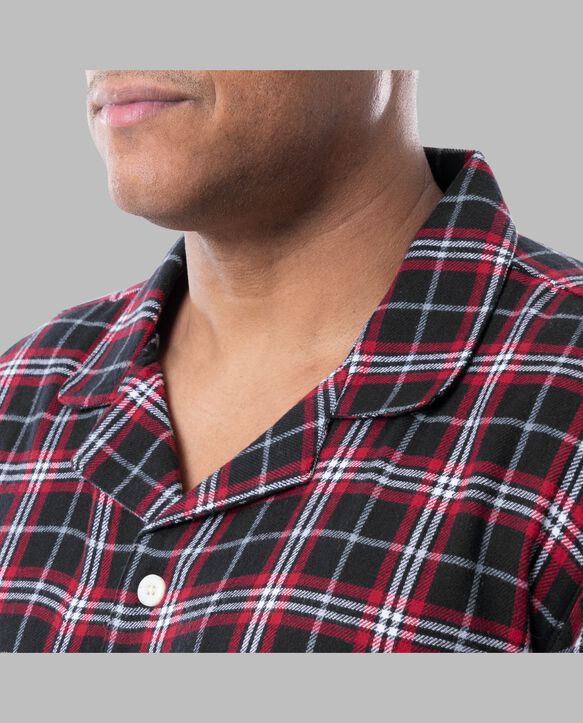 Fruit of the Loom Men's Flannel Pajama, 2 Piece Set BLACK PLAID