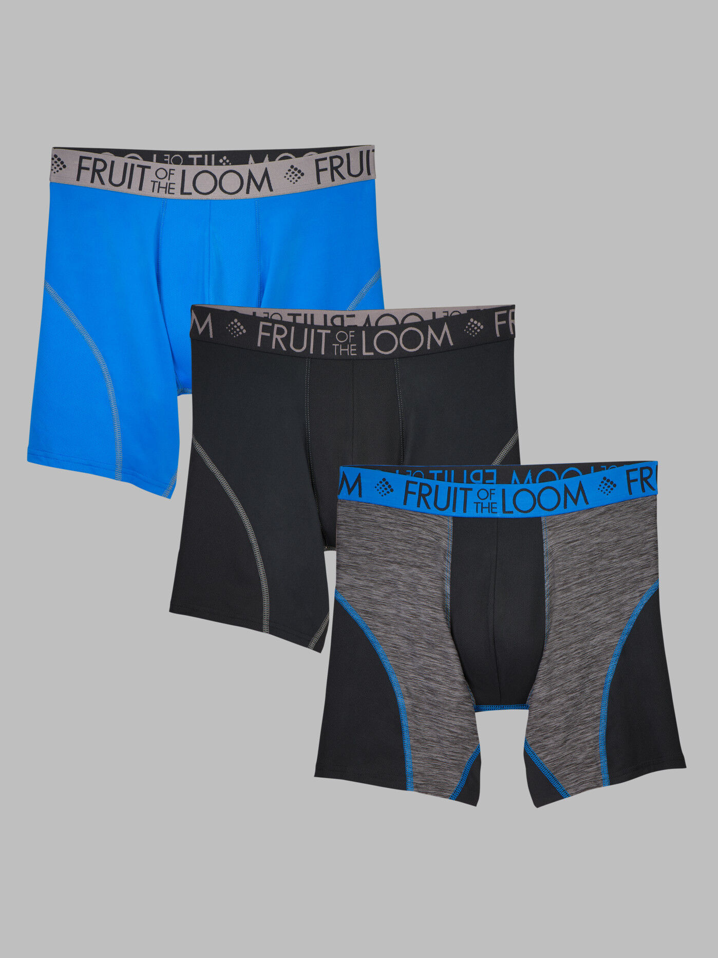 Men s Breathable Performance Assorted Color Boxer Briefs 3 Pack