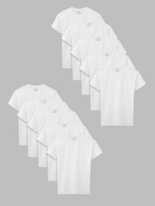 Boys' Husky Cotton Crew T-Shirt, White 10 Pack 