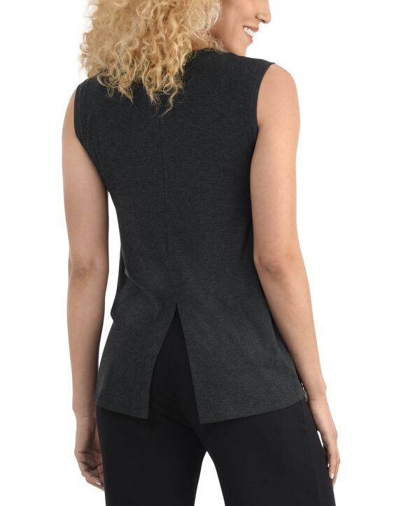 Women's Seek No Further Scoop Neck Shell Tank Top Dark Charcoal Heather