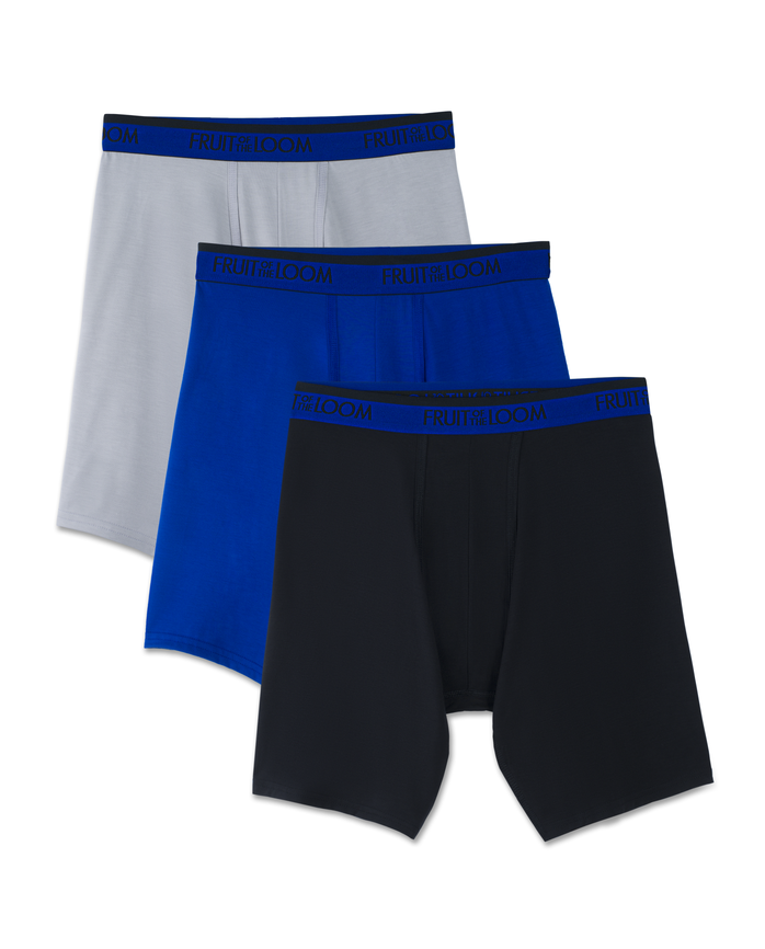 fruit of the loom men's micro-stretch long leg boxer briefs underwear