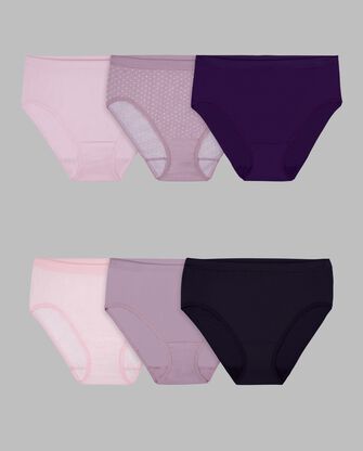 Women's 360 Stretch Seamless Hi-Cut Panty, Assorted 6 Pack 