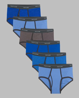 Men's Fashion Briefs, Assorted Stripe and Solid 6 Pack 