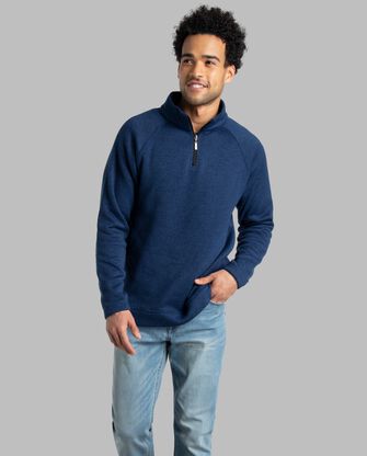 Men's Sweater Fleece Quarter Zip Pullover, Extended Sizes 2XL 